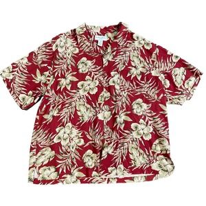 Paradise Collection Cezani Shirt Mens 100% Silk Hawaiian Red Floral Resort 2XL